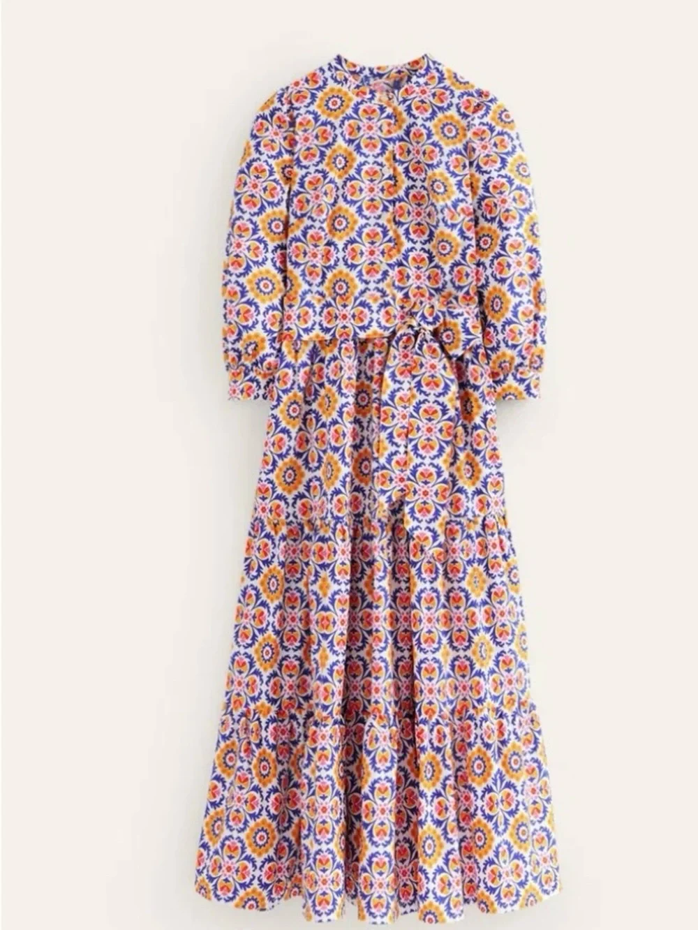 Boden alba mosaic bloom print tiered cotton maxi dress size 8 nwt D0883
